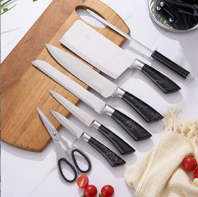 8 Pcs Stainless Steel Knife set colorful handle Chef Knife set Gift knife set