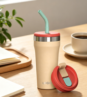 Tasse à café isotherme Hong Ling 16oz en acier inoxydable avec logo personnalisé, anti-fuite, à emporter, avec paille