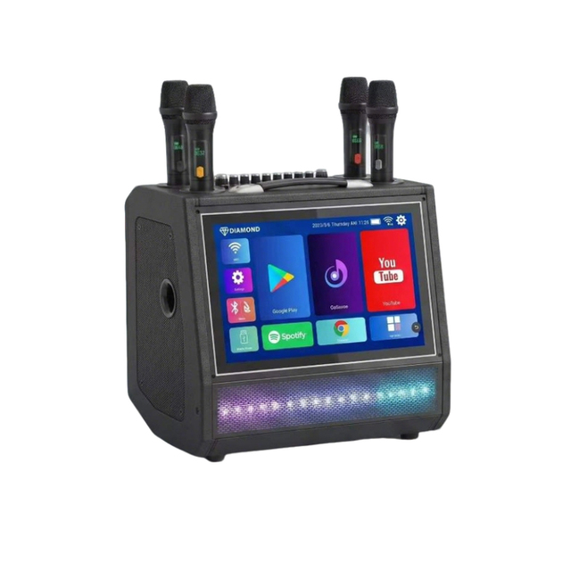 Hot Selling All in One Karaoke Machine Smart Android System Karaoke Speaker with Four Auto-Recharge Wireless Microphones