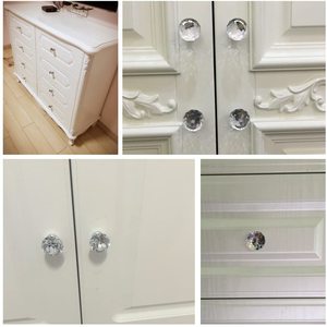 Ferragens diamante vidro transparente móveis gaveta gabinete de cristal porta de móveis alça