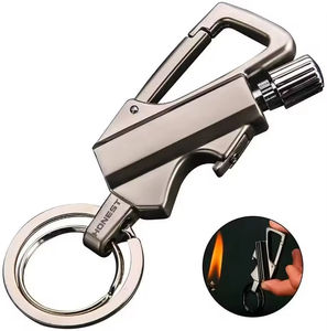 Briquet porte-clés multifonction classique, allume-feu coupe-vent à silex, briquet à huile métallique, ouvre-bouteille, briquet à kérosène - Product Image 1