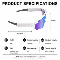 Lunettes de soleil de sport V06, lunettes intelligentes, enregistrement de musique, vidéo, photo, commande vocale AI, étanches IPX-5, caméra haute définition