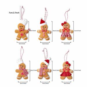 Wholesale <b>Gingerbread</b> Man Christmas Ornaments 6-Piece Set Knit Hanging <b>Decor</b> for Tree & Gifts, Festive Holiday Kit - Product Image 3