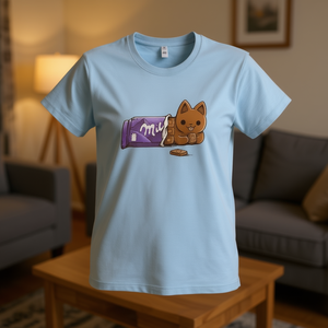 T-shirt Milkcat in cotone azzurro, abbigliamento casual unisex - Product Image 3