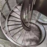 Moderne pulver beschichtete schwarze Wendeltreppe für gewerbliche Gebäude Gusseisen-Glas geländer im antiken Stil für Wohnungen