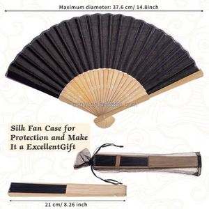 พัดมือพับได้ทำจากผ้าไหมเทียมสีดำ ลายไม้ไผ่ ของชำร่วยงานแต่งงาน ของขวัญงานเลี้ยงฉลองเด็กแรกเกิด พร้อมถุงของขวัญ - Product Image 6