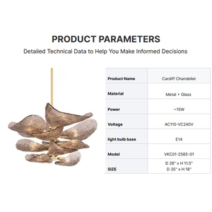 Cardiff Đèn Chùm Bằng Đồng Tối Piastra Cánh Hoa Thủy Tinh Tự Nhiên Sang Trọng Trung Kích Thước Đèn Cho Nhà Bếp Đảo Phòng Chiếu Sáng - Product Image 3