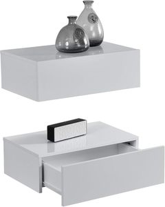 Nhà máy cung cấp 46x30x15 cm trắng bộ 2 gỗ tường nổi kệ với ngăn kéo hành lang lưu trữ Kệ - Product Image 4