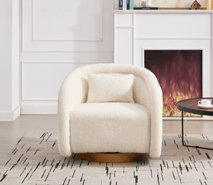 Kursi barel putar 360 °, kursi aksen bentuk labu dengan kain lembut jok nyaman untuk ruang tamu - Product Image 2