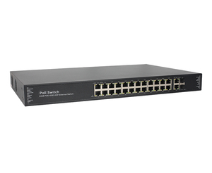 สวิตช์พอร์ต Gigabit 24 พอร์ต PoE พร้อมพอร์ตอัปลิงค์ RJ45 2 พอร์ต และรองรับ SFP มาตรฐาน IEEE 802.3 af/at PoE - Product Image 1