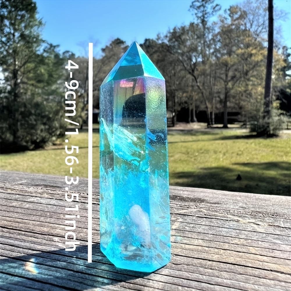 จุดคริสตัลควอตซ์ใสเคลือบไฟฟ้าสีฟ้า