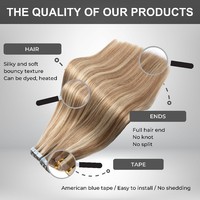 Extensions de cheveux naturels Remy 100% Honor Hair en gros, pointes épaisses, style lisse, à bandes adhésives standard