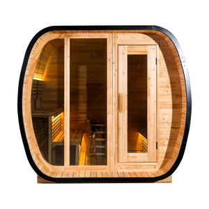 ห้องซาวน่าแบบดั้งเดิมทรงกระบอกไม้ซีดาร์แคนาดา สำหรับ 4-6 คน พร้อมห้องเปลี่ยนเสื้อผ้า และห้องอบไอน้ำร้อน - Product Image 1
