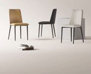 Ghế ăn không tay vịn bằng da hiện đại, chân kim loại, kiểu Ý, có thể tùy chỉnh, dùng cho nhà ở & khách sạn - Product Image 3