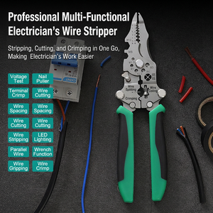 Dénudeur de fils en acier inoxydable 16 AWG, entrée frontale, poignée en plastique souple industrielle avec lumière et testeur de tension - Product Image 2