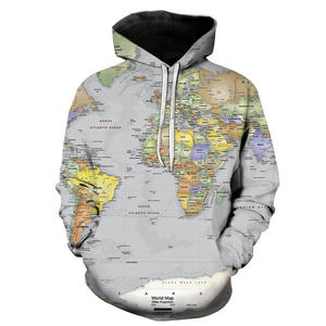 <span class=keywords><strong>Jho</strong></span> Hombres Tallas grandes Fleeced World Map 3D Print Hoodies Hombre 3D Print Map Hoodies Camiseta de béisbol - Product Image 5