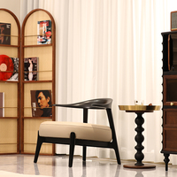 Fauteuil d'appoint en bois massif noir, fauteuil de loisirs rembourré, fauteuil d'appoint moderne pour salon