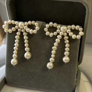 925 Sterling <b>Silver</b> Natural Bow Freshwater <b>Pearl</b> <b>Earring</b>, Wholesales High Luster Natural Freshwater <b>Pearl</b> - Product Image 6