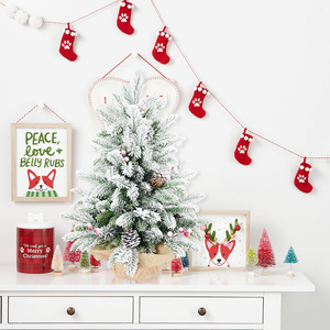 BGH 3ft PE/PVC albero di natale di alta qualità di pino artificiale albero di iuta con 14 frutti rossi supporto in metallo per la decorazione della casa - Product Image 1