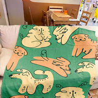 Couverture en flanelle personnalisée avec motif chien vert mignon, couverture polaire en flanelle pour canapé et décoration intérieure, vente en gros