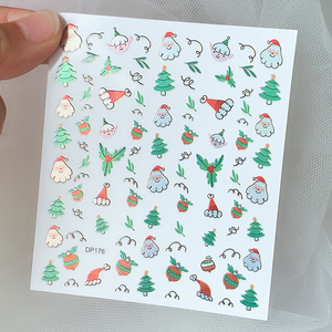 Cinq et dix GMPC/Sedex/ISO/EUDR gros arbre de noël Santa renne <span class=keywords><strong>Nail</strong></span> <span class=keywords><strong>Art</strong></span> autocollant dessin animé adhésif ongles autocollant pochoirs - Product Image 5