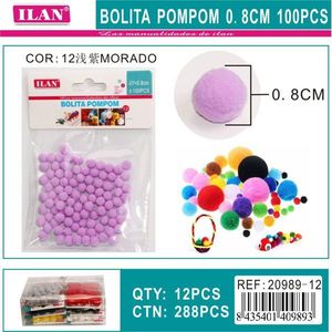 Ilan Bolita Pompon 0,8 cm 100 Pezzi Viola Decorazioni Artigianali - Product Image 1