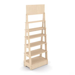 Expositor de suelo de madera personalizado para pasta de dientes, expositor de enjuague bucal de varios niveles con estantes inclinados - Product Image 3