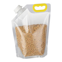 Pochette Doypack transparente à bec verseur avec poignée, personnalisable, pour l'emballage de céréales, légumineuses, noix, graines et aliments secs