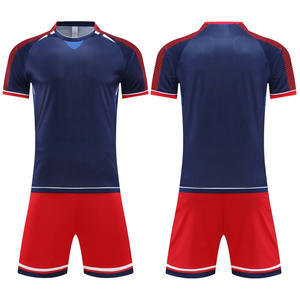 Seragam Tim Sepak Bola Dewasa Pria, Set Jersey Lengan Pendek Kerah Tegak Polos, 100% Poliester, Cetak Transfer Panas Lei - Product Image 6