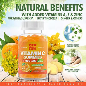 Gomitas de Vitamina C 1000mg OEM/ODM con Extractos Herbales, Suplemento de Apoyo Inmunológico con Vitaminas A, E y Zinc para Adultos y Niños - Product Image 2