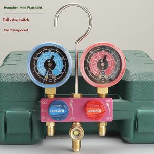 홍센 미니 에어컨 매니폴드 게이지 세트, R134a/R22/R410a/R32 냉매 호환 - 화씨 스케일 맞춤 가능 - Product Image 2