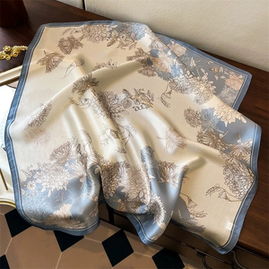 Chal Grande Cuadrado de Satén de Seda para Mujer, Decoración para Traje Negro, Estampado de Cadena Náutica, Pañuelo para Hombros para Eventos Formales - Product Image 4