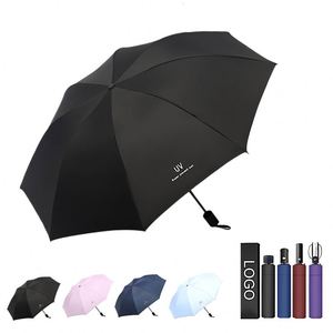 Wholesale Custom High Quality 3 Fold Folding Foldable <b>Windproof</b> Uv Black Colour Automatic Auto Open Close <b>Umbrella</b> for the Rain - Product Image 1