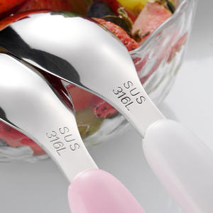 Cuillère à lingot de dessin animé en acier inoxydable 316, vaisselle pour enfants mignon lapin ours, cuillère alimentaire supplémentaire portable - Product Image 4