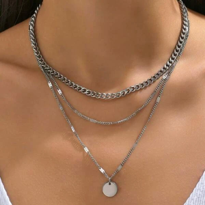 Ins Fashion 18k Gold Plated Clavicle Chain <strong>Necklace</strong> Stainless Steel <strong>Coin</strong> Double Layered <strong>Necklace</strong> for Women - Product Image 3