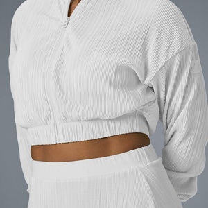Conjuntos de Yoga de Tallas Grandes con Logotipo Personalizado, Ropa Deportiva de Alta Elasticidad de 3 Piezas, Chaqueta de Manga Larga, Sujetador Deportivo, Vestido - Secado Rápido, Transpirable, Estampado - Product Image 5