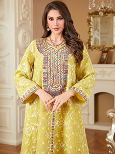 Nouvelles Abayas brodées de Dubaï pour femmes, robe de soirée maxi musulmane, kaftan turc, <span class=keywords><strong>djellaba</strong></span>, jalabiya islamique, robes marocaines - Product Image 2