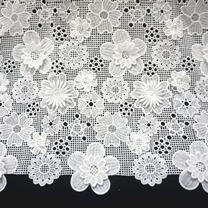 Qualité Suisse 3d Travail Manuel Applique Floral Blanc Lourd 3D Guipure Haute Robe Dentelle Tissu - Product Image 1