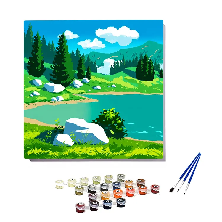 Pintura de parede personalizada adulta 40x40cm, com moldura, paisagem, natal, anime, diy, pintura digital, números para casa, popular, deco de parede