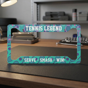 Custom Text Minty and Purple Plastic <b>Clamp</b> Tennis Rackets License Plate <b>Frame</b> - Product Image 3