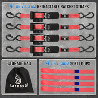 Sangles d'arrimage à cliquet rétractables 1 pouce en polyester avec crochets en S 3M 3,5M 800kg pour camion remorque moto