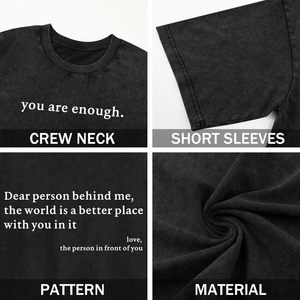 T-shirt surdimensionné pour homme FOXA, motif inspirant « You Are Enough », manches courtes, 100 % coton jersey - Product Image 6