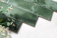 Foshan 75x300 mosaïque intérieur salle de bain brillant vert foncé métro rectangle briques carreaux muraux