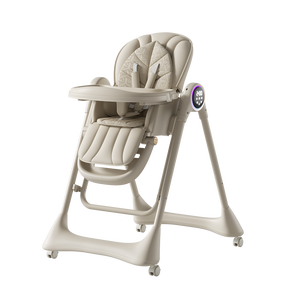 2-in-1 Electric Baby High Chair &amp; Rocker, Foldable Recliner, Swivel Wheels, Double Tray, <strong>Toy</strong> Frame, Dolls, Colorful Light Screen - Product Image 1