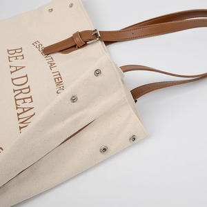 Bolsa de Lona Reutilizable Moderna de Fábrica con Asa de Cuero Ajustable, Bolsa de Compras Diaria para Mujer, Precio al por Mayor - Product Image 6