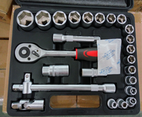 Jeu de clés à douille de 26 pièces 1/2 pouce, jeu d'outils à douille en acier au carbone pour la réparation à domicile et automobile, kit d'outils à douille manuel pour l'entretien des pneus