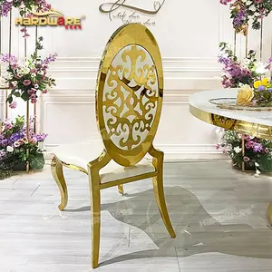 Metal Wedding Furniture Gold Stainless Steel Throne Chairs Luxury High Back