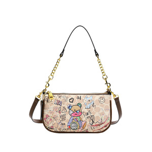 Sac à <span class=keywords><strong>main</strong></span> Mahjong Graffiti Ours Tendance <span class=keywords><strong>Femme</strong></span> 2026 Nouvelle Collection Sac à bandoulière Chaîne Porté Épaule ou Croisé en PU avec Deux Bretelles et Fermeture Éclair - Product Image 1