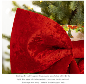 Lazo Navideño Grande de Terciopelo Rojo Triturado al por Mayor, Adorno Extragrande <span class=keywords><strong>para</strong></span> la Punta del Árbol, Decoración <span class=keywords><strong>para</strong></span> Fiestas <span class=keywords><strong>Navideñas</strong></span> - Product Image 5