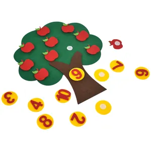 Toddlers Apple Tree Felt Educational Toy Teaching Felt Board Felt Numbers Counting Matching Game Toys